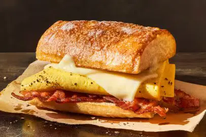 Panera Bread Breakfast Menu With Prices 2026 4 Ciabatta Bacon, Egg & Cheese Sandwich