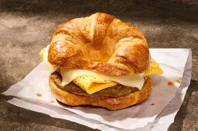 Panera Bread Breakfast Menu With Prices 2026 10 Croissant Sausage, Egg & Cheese Sandwich